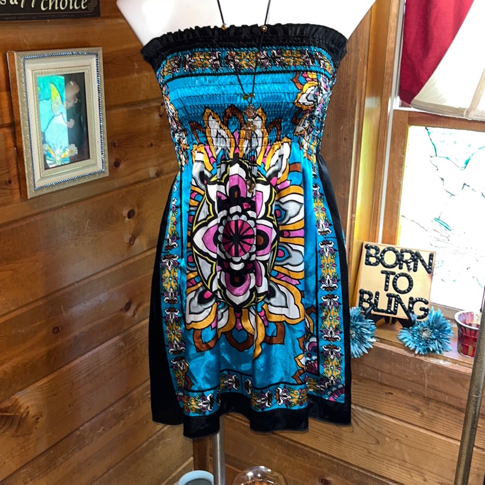 Silky Sundress or bathing cover up strapless- good pre-owned condition